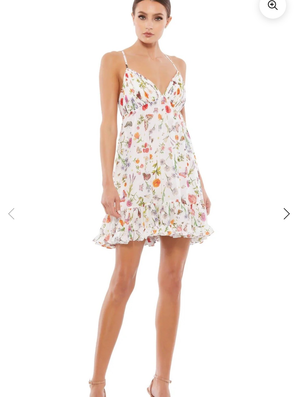 Mac Duggal White Mini Dress With Multicolor Floral Print